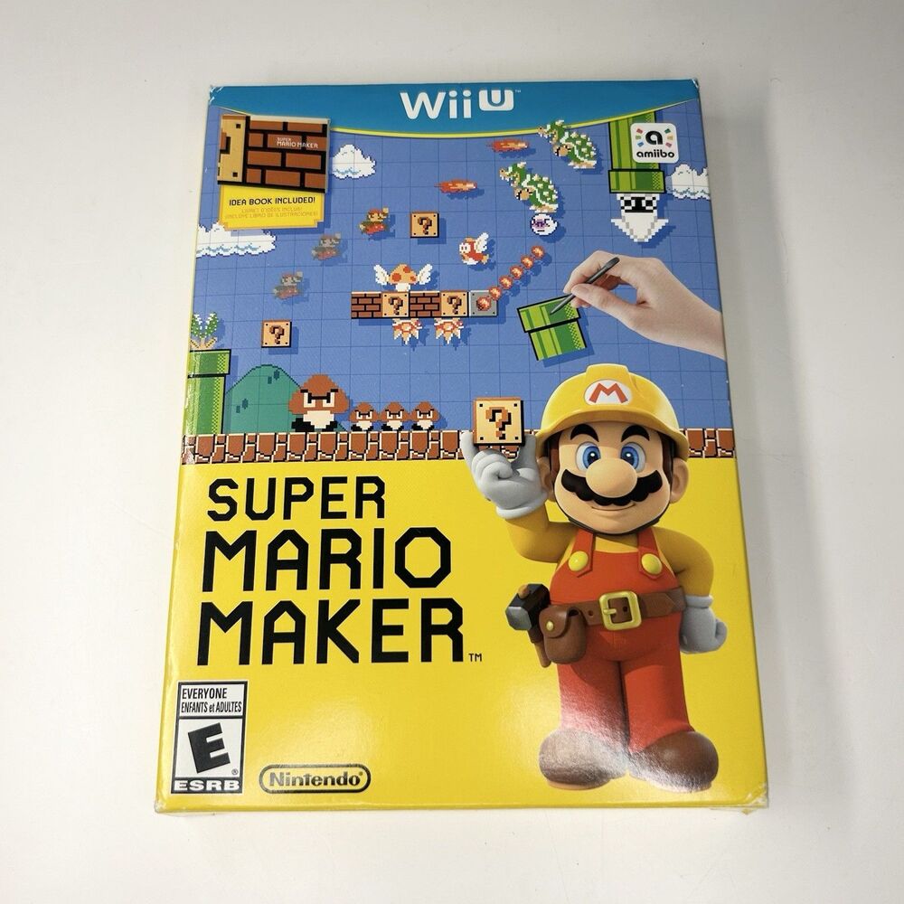 Super Mario Maker Wii U CIB Game Nintendo Wii U 2015 w/ Slipcover + Book TESTED
